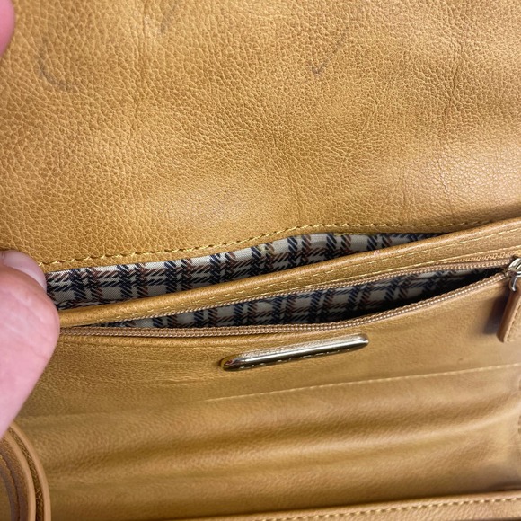 Big Buddha Cognac Brown Tan Studded Wristlet Clutch Large Wallet Purse Bag - Picture 8 of 11